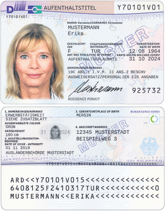 Muster Aufenthaltstitel